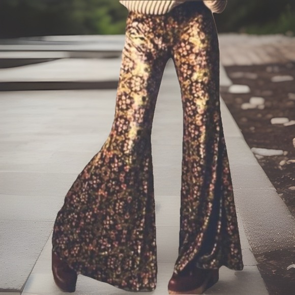 Free People Pants - Free People Pants Velvet Flare Women Size S/p Brown Boho Maura Pull On
